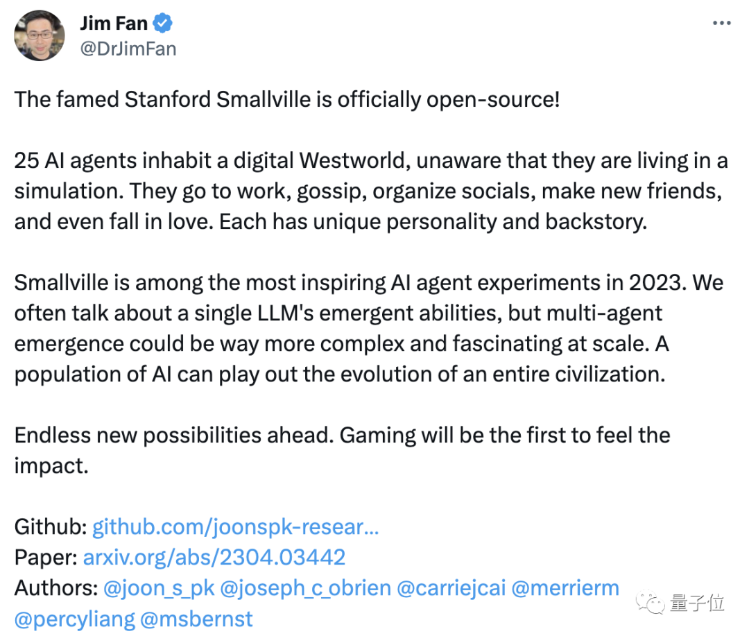 爆火斯坦福「AI小镇」开源，自己电脑也能跑的西部世界｜GitHub 1.3K星