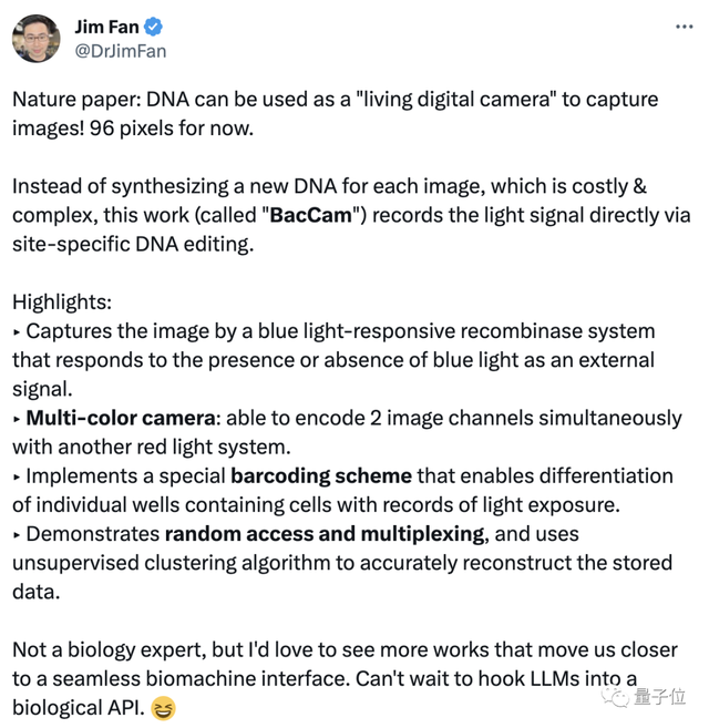 用DNA直接存储图像，「活细胞相机」分辨率达96像素 | Nature子刊